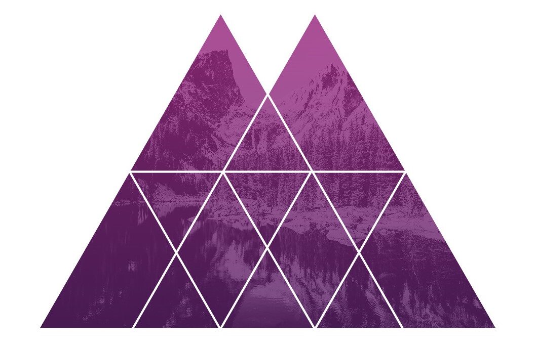 Abstract mountain illustration with photo of real mountains in the background - Mastering Alchemy